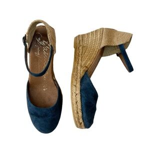 Gaimo Espadrilles Wedge Sandals in Suede Blue